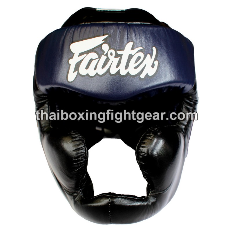 Fairtex Kopfschutz HG13 Super Sparring Leder Blau Schwarz | Schutzausrüstung