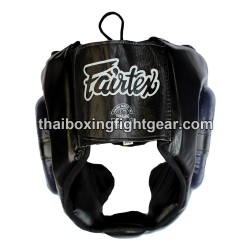 Fairtex Kopfschutz HG13 Super Sparring Leder Blau Schwarz | Schutzausrüstung