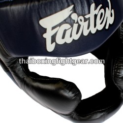 Fairtex Kopfschutz HG13 Super Sparring Leder Blau Schwarz | Schutzausrüstung