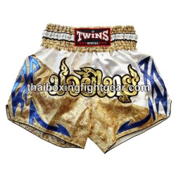 Muay Thai Boxshorts Twins gold weiß | Box hosen