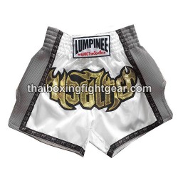 Lumpinee MuayThai Shorts Grau/weiß | MuayThai Boxhosen