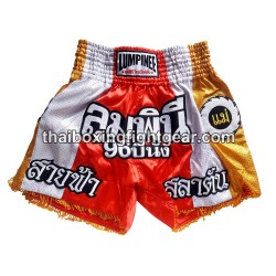 Lumpinee MuayThai Shorts  Rot/Silber | MuayThai Boxhosen