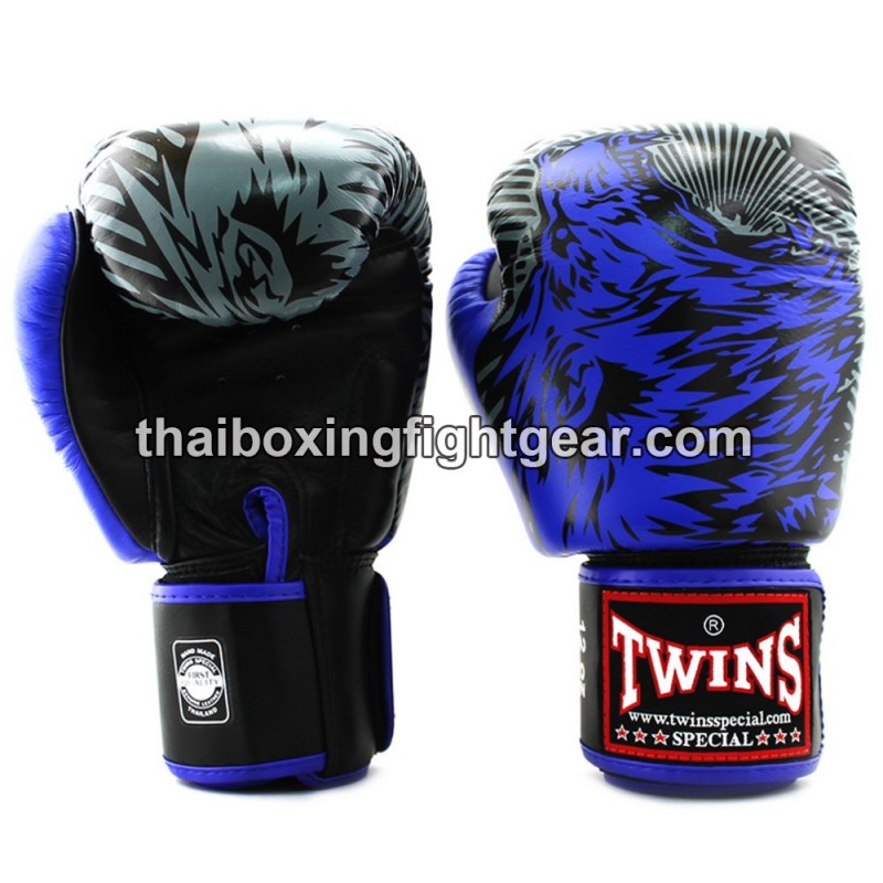 Boxhandschuhe Twins FBGVL3-50 "Wolf" Schwarz/Blau | Handschuhe