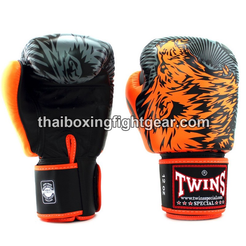 Boxhandschuhe Twins FBGVL3-50 "Wolf" Schwarz/Orange | Handschuhe