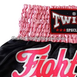 Muay thai shorts Twins "FIGHT GIRL" Schwarz/PINK  Ladies | Dame
