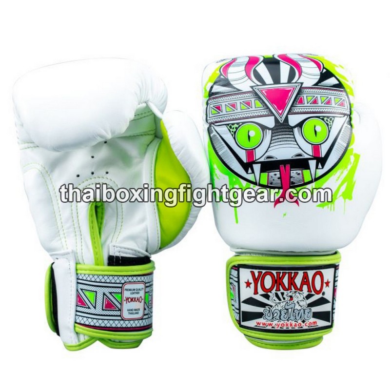 Muay Thai Yokkao Boxhandschuhe "APEX SNAKE" WEIß | Thaibox Handschuhe