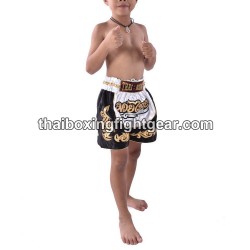 Muay Thai Shorts Schwarz Weiss | Kids