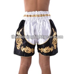 Muay Thai Shorts Schwarz Weiss | Kids