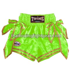 Muay thai boxshorts Twins "BOW-KNOT Neon Green"