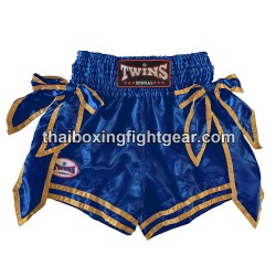 Muay thai boxshorts Twins "BOW-KNOT "BLUE" | Box hosen