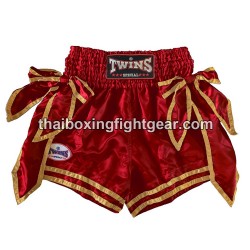 Muay thai boxshorts Twins "BOW-KNOT Dark Red" | Box hosen