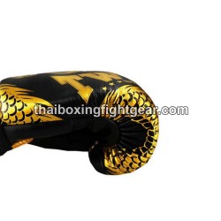 Muay Thai Boxhandschuhe Twins FBGVL3-49"Dragon"Schwarzes Gold | Handschuhe