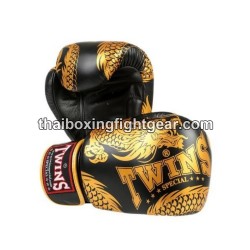 Muay Thai Boxhandschuhe Twins FBGVL3-49"Dragon"Schwarzes Gold | Handschuhe