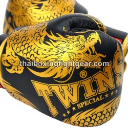 Muay Thai Boxhandschuhe Twins FBGVL3-49"Dragon"Schwarzes Gold | Handschuhe