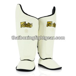 Fairtex Muay Thai Schienbeinschoner SP8 Leder Weiß | Schienbeinschoner