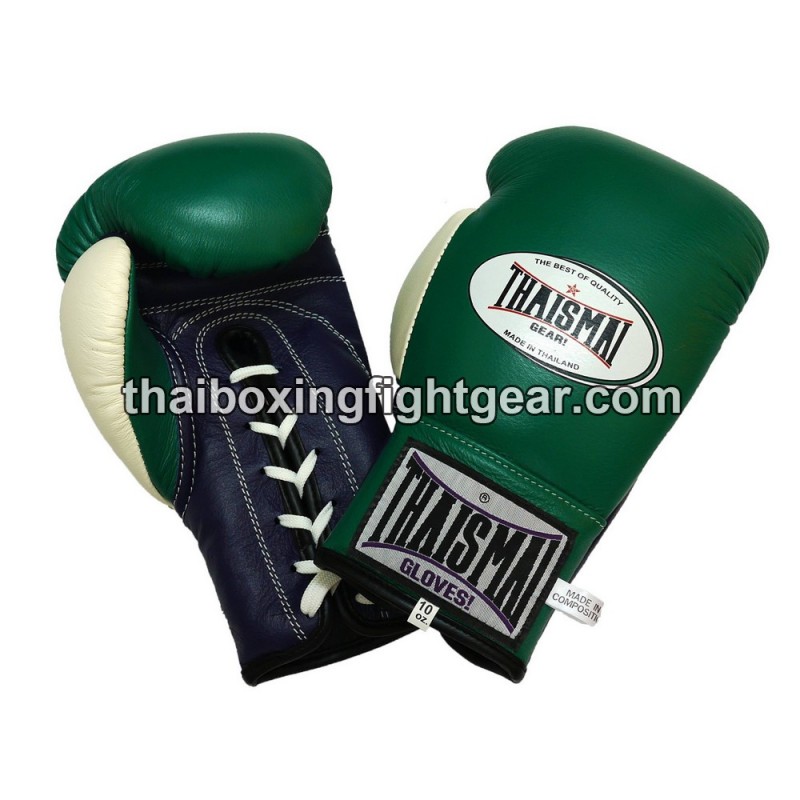 Muay thai Boxhandschuhe Thaismai BG121 Marinegrün Weiß | Handschuhe