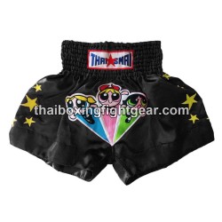 Muay thai shorts Boxhose Thaismai "Powerpuff" Schwarz | Box hosen