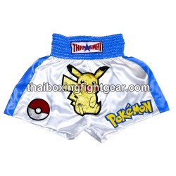 Muay thai shorts Boxhose Thaismai "Pokemon" Weiß Blau | Box hosen