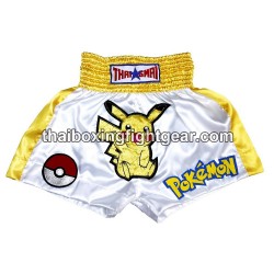 Muay thai shorts Boxhose Thaismai "Pokemon" Weiß Gelb | Box hosen