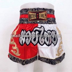 Thaiboxing Boxerhosen Rot und Weiß Thai Boxing - 1