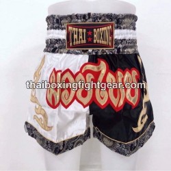 Thaiboxing Boxerhosen Weiß und Schwarz Thai Boxing - 1
