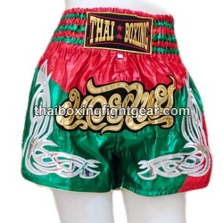 Thaiboxing Boxerhosen Grün und Rot
