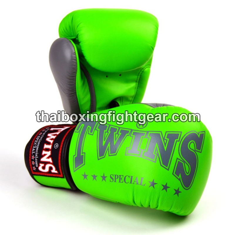 Muay Thai Boxhandschuhe Twins "BGVL3-2TA Green Grey" Twins - 1