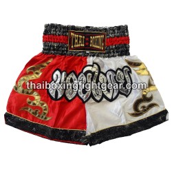 Thaiboxing Boxerhosen rot weiß | MuayThai Boxhosen