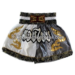 Thaiboxing Boxerhosen grau / Weiß | MuayThai Boxhosen