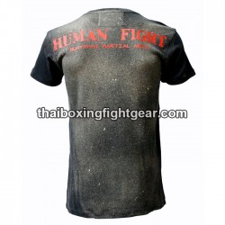 Human Fight Boxen T-shirt "Spinning Side-Kick" Schwarz/Beige | T-Shirts