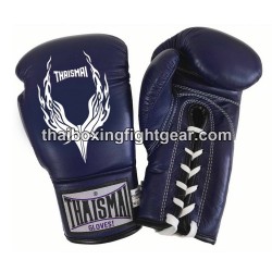 Muay thai Boxhandschuhe Thaismai BG121 "Phoenix" Schnürhandschuhe Blau