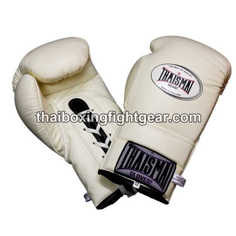 Muay thai Boxhandschuhe Thaismai BG121 Schnürhandschuhe Weiß