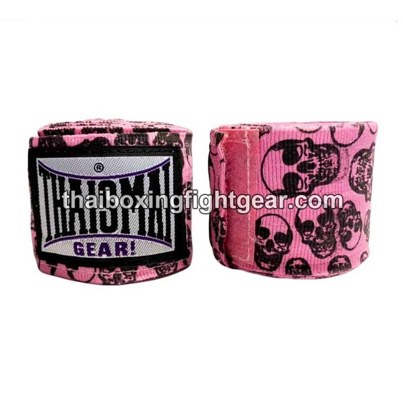 Thaismai HW7003 Boxbandagen 4.5M  Muay Thai / MMA / UFC / BOXING Fancy "Skull" Rosa