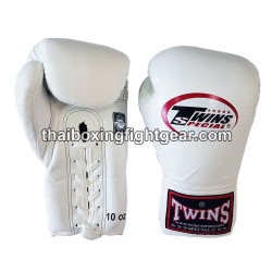 Muay thai Boxhandschuhe Twins BGLL1 weiß Schnürsenkel