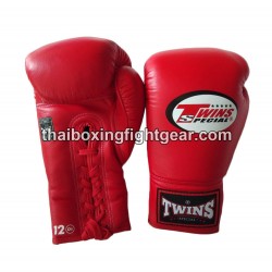 Muay thai Boxhandschuhe Twins BGLL1 Rot Schnürsenkel