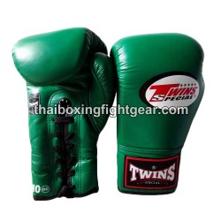 Muay thai Boxhandschuhe Twins BGLL1 Grün Schnürsenkel